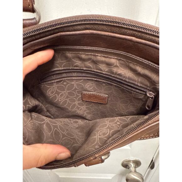 Vintage 90s Fossil Soft Brown Leather Square Crossbody Bag - Picture 6 of 10